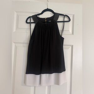 Calvin Klein Black and White Sleeveless Blouse